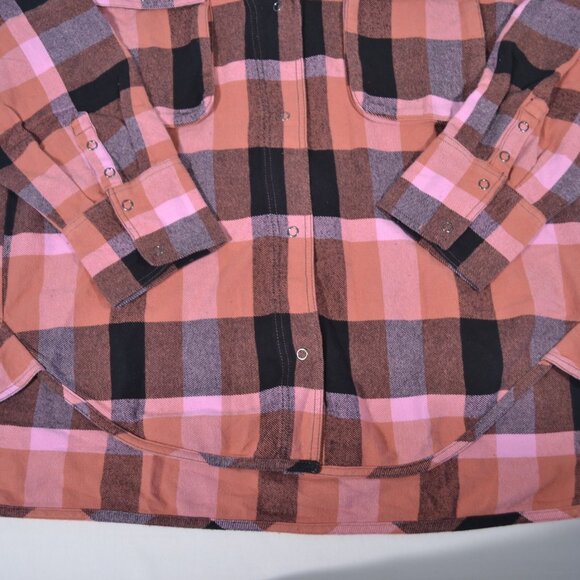 NEW FREE PEOPLE IZZY PLAID FLANNEL SHIRT, LARGE - Picture 9 of 11